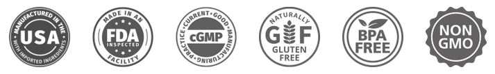 Made in USA, 100% natural, FDA approved, GMP certified badges for Neuro Sharp